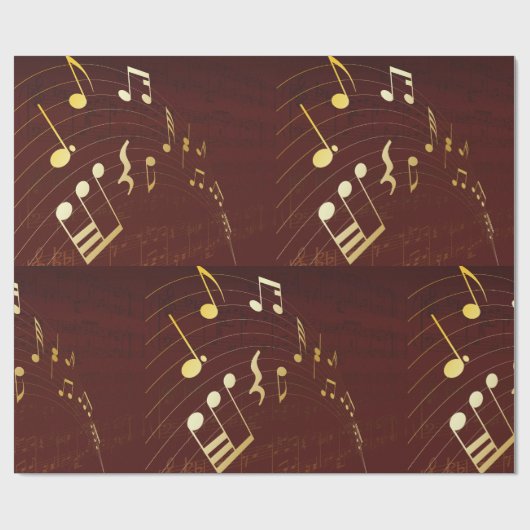 Papier Cadeau Gold Musical Notes Papier Arrière - plan (Plat)