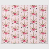 Papier Cadeau Gold Parties scintillant & Rose Floral Unicorn fêt (Plat)