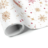 Papier Cadeau Gold Red Snowflake Christmas Wrapping Paper (Coin rond)