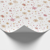 Papier Cadeau Gold Red Snowflake Christmas Wrapping Paper (Coin)