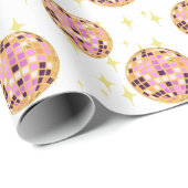 Papier Cadeau Gold Retro Disco Ball Mirrorball (Coin rond)