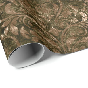 Papier Cadeau Gold Royal Damask Black Croisé Velvet Sepia Glam