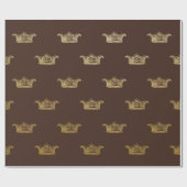 Papier Cadeau Gold Royal Damask Bronze King Crown Heraldique (Plat)