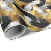 Papier Cadeau Gold Silver Black Christmas Celebration (Coin rond)