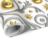 Papier Cadeau Gold & Silver Swirl Elegance (Coin rond)