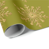 Papier Cadeau Gold Snowflake Olive Wrapping Paper (Coin rond)