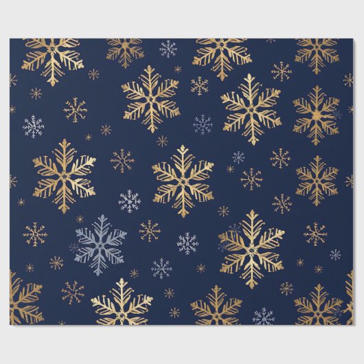 Papier Cadeau Gold Snowflake Pattern Wrapping Paper (Plat)