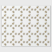 Papier Cadeau Gold Snowman, Neige Flake, Arbre et Poinsetta (Plat)