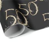 Papier Cadeau Gold Sparklers pour 50e anniversaire (Coin rond)