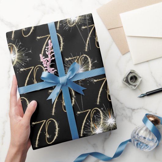 Papier Cadeau Gold Sparklers pour 70e anniversaire (Cadeaux)