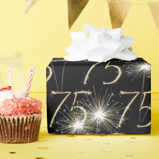 Papier Cadeau Gold Sparklers pour 75e anniversaire (Fête d'anniversaire)