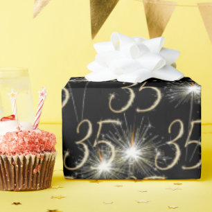 Papier Cadeau Gold Sparklers pour le 35e anniversaire