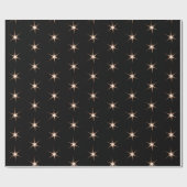 Papier Cadeau Gold Star Flares sur noir (Plat)