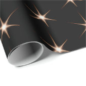 Papier Cadeau Gold Star Flares sur noir (Coin rond)