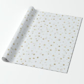 Papier Cadeau Gold Stars Design blanc (Déroulé)