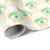 Papier Cadeau Gold Turquoise et Blue Third Eye (Coin rond)