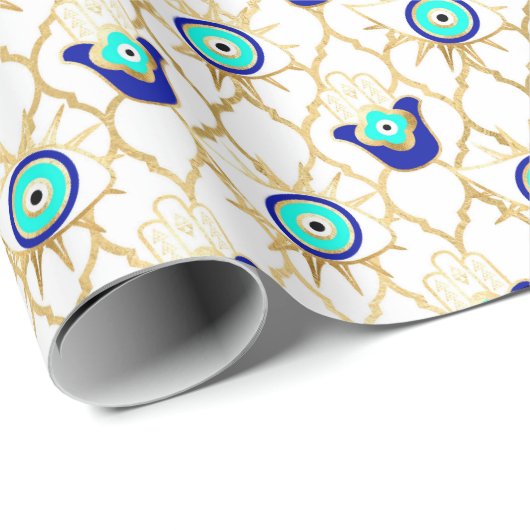 Papier Cadeau Gold Turquoise et Blue Third Eye (Coin rond)