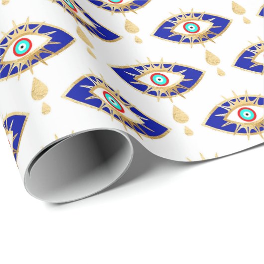 Papier Cadeau Gold Turquoise et Blue Third Eye (Coin rond)