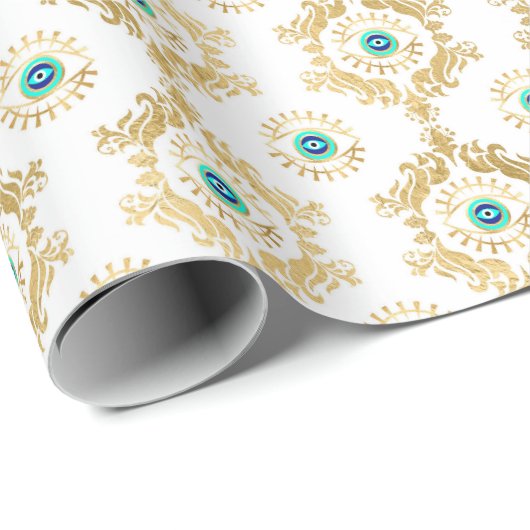Papier Cadeau Gold Turquoise et Blue Third Eye (Coin rond)