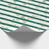 Papier Cadeau Gold White Green Noël Snowflake Motif (Coin)