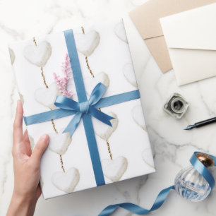 Papier Cadeau Gold White Hearts Anniversaire