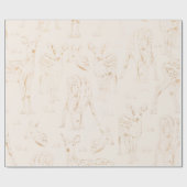 Papier Cadeau Gold Winter Deer Seamless Motif Noël (Plat)