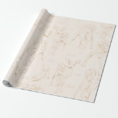 Papier Cadeau Gold Winter Deer Seamless Motif Noël (Déroulé)