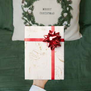 Papier Cadeau Gold Winter Deer Seamless Motif Noël