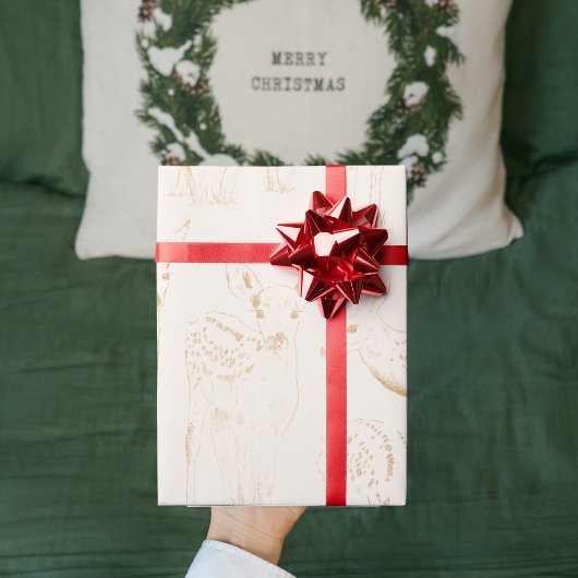 Papier Cadeau Gold Winter Deer Seamless Motif Noël