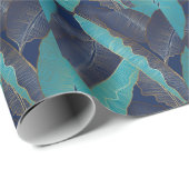 Papier Cadeau Golden Banana Leaf : Motif de luxe. (Coin rond)