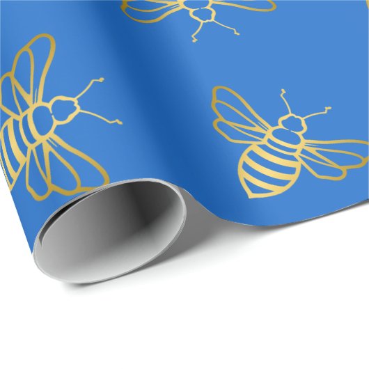 Papier Cadeau Golden Bee Motif (Coin rond)