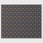 Papier Cadeau Golden black celestial sun moon galaxy pattern (Plat)