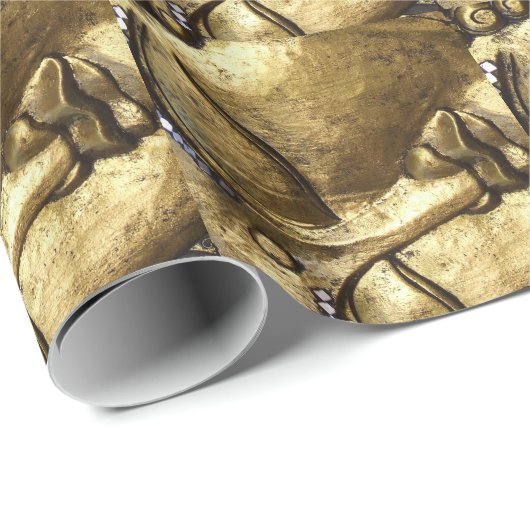 Papier Cadeau Golden Bouddha Blessing Inspirational Love (Coin rond)