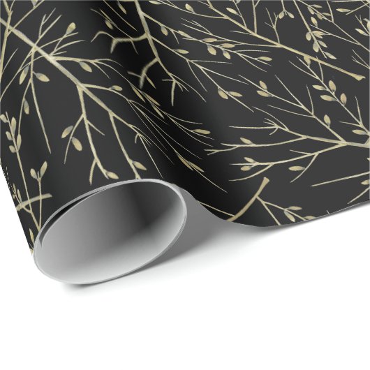 Papier Cadeau Golden branches (Coin rond)