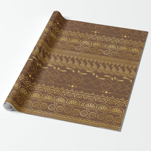 Papier Cadeau Golden Brown Mandala (Déroulé)