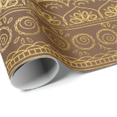 Papier Cadeau Golden Brown Mandala (Coin rond)
