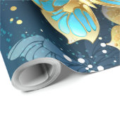 Papier Cadeau Golden butterflies (Coin rond)