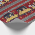 Papier Cadeau Golden Christmas Train Stripes Bourgogne Grey<br><div class="desc">Le train de Noël doré à l'ancienne avec des rayures bordeaux et gris</div>