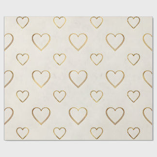 Papier Cadeau Golden color heart wrapping paper