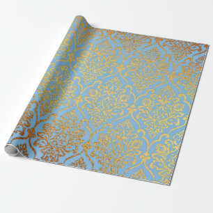 Papier Cadeau Golden Damask Blue Sky Royal Geometry Vip