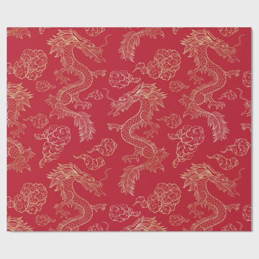 Papier Cadeau Golden Dragon (Plat)