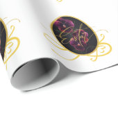 Papier Cadeau Golden Easter Egg and Elegant Iris (Coin rond)