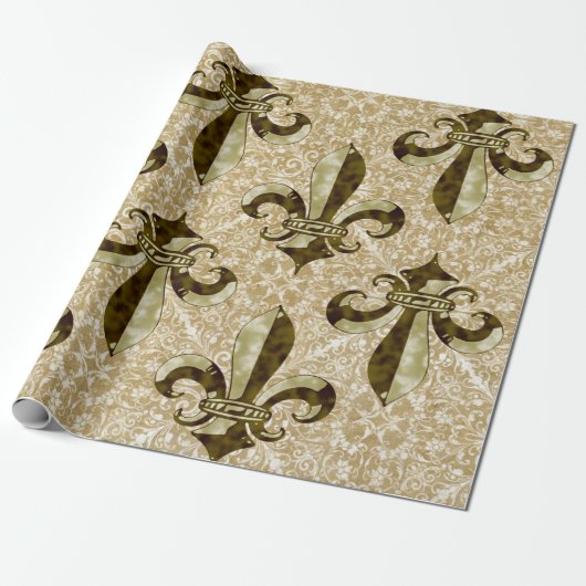Papier Cadeau Golden Fleur de Lis (Déroulé)