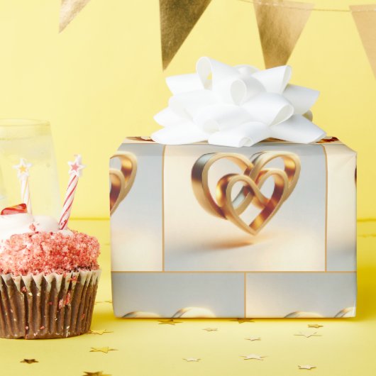 Papier Cadeau Golden Infinity et le symbole du coeur (Fête d'anniversaire)