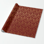 Papier Cadeau Golden Leaf Crimson Maroon Bourgogne Botanique (Déroulé)