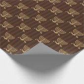 Papier Cadeau Golden Menorah Vertical Brown Stripes (Coin)