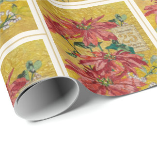 Papier Cadeau Golden Poinsettia | Fine Art Christmas Gift Wrap