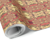 Papier Cadeau Golden Red African Print Art Design (Coin rond)