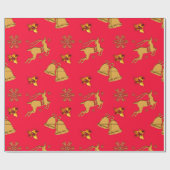 Papier Cadeau Golden Reindeer Christmas (Plat)