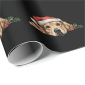 Papier Cadeau Golden Retriers Noël Santa Hat Chien Noël (Coin rond)